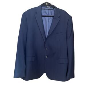 Joseph Abboud Mens 50R Angelico Super 100's Wool Blue Blazer Sport Coat Slim Fit